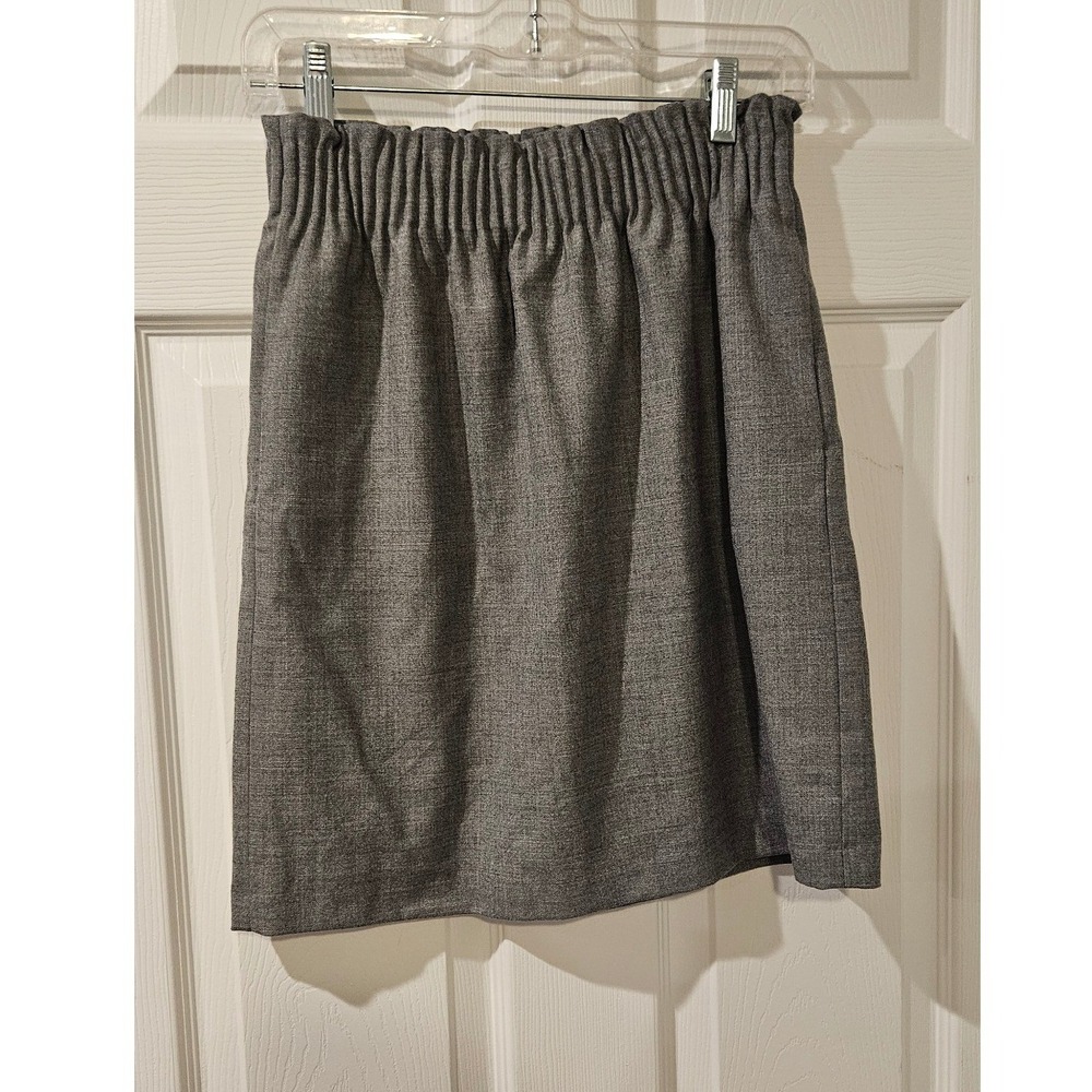 J Crew Wool Blend Sidewalk Skirt 0 Heather Pewter Elastic Waist NWT Paperbag - Picture 2 of 7